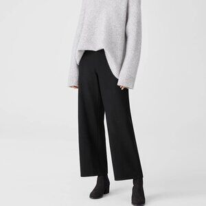 Eileen Fisher Womens XS Boiled Wool Jersey Wide Leg Pant Ankle Length High Rise